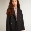 Blazer albastru închis cu nasturi dublu-breast pentru băieți Blazer albastru închis cu nasturi dublu-breast pentru băieți