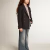 Blazer albastru închis cu nasturi dublu-breast pentru băieți Blazer albastru închis cu nasturi dublu-breast pentru băieți