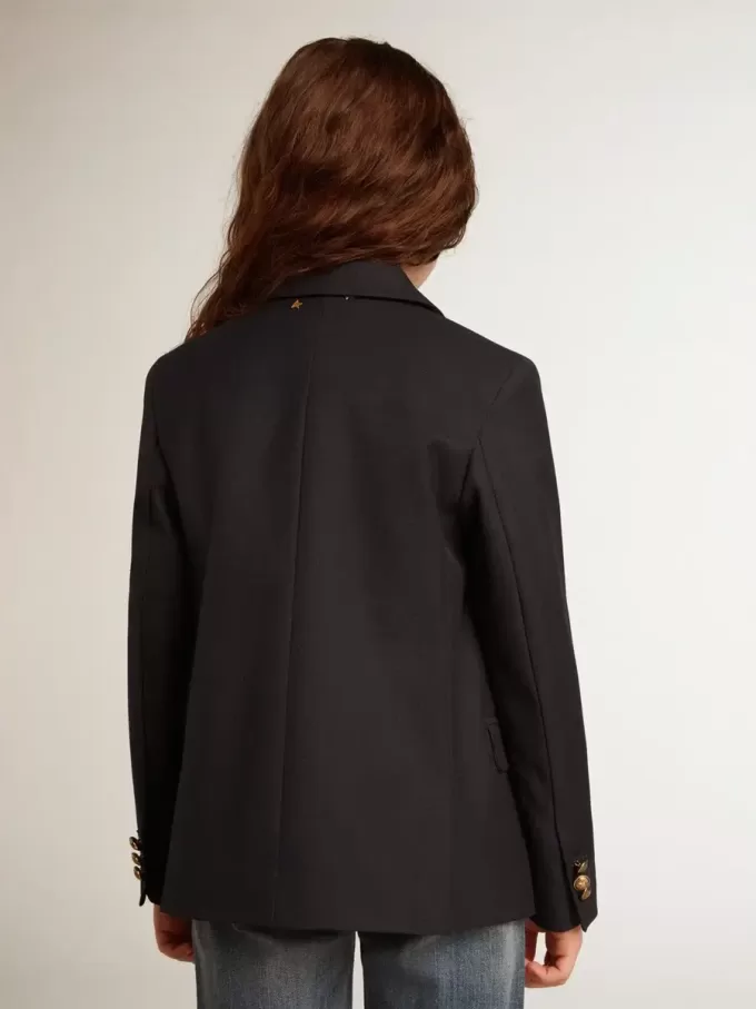 Blazer albastru închis cu nasturi dublu-breast pentru băieți Blazer albastru închis cu nasturi dublu-breast pentru băieți