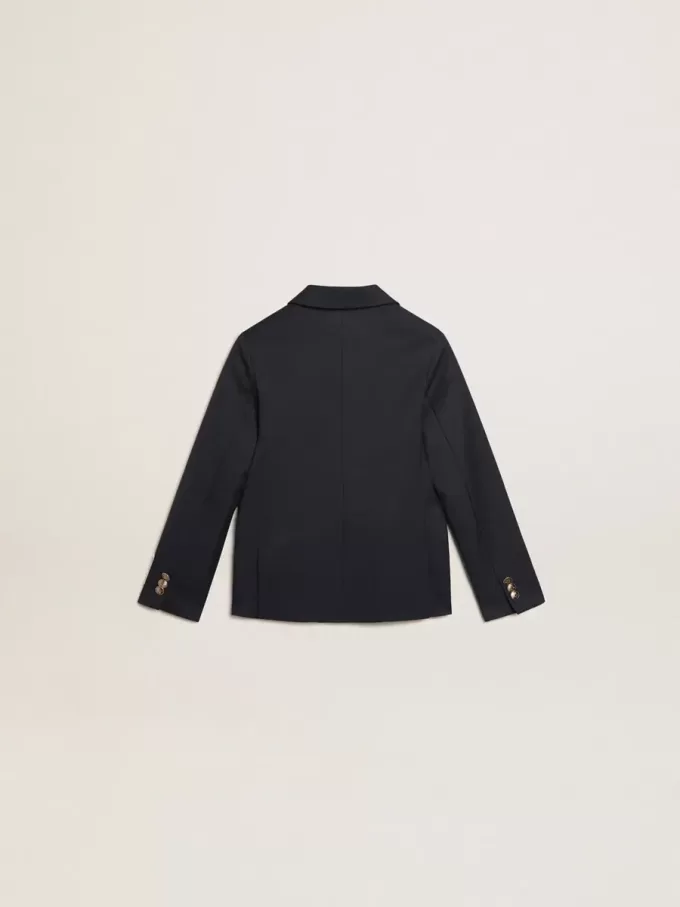 Blazer albastru închis cu nasturi dublu-breast pentru băieți Blazer albastru închis cu nasturi dublu-breast pentru băieți