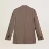 Blazer bărbătesc bej din amestec de lână, cu două rânduri de nasturi Blazer bărbătesc bej din amestec de lână, cu două rânduri de nasturi