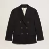 Blazer bărbătesc cu două rânduri de nasturi, de culoare albastru închis Blazer bărbătesc cu două rânduri de nasturi, de culoare albastru închis
