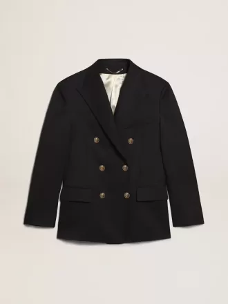Blazer bărbătesc cu două rânduri de nasturi, de culoare albastru închis