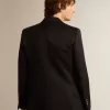 Blazer bărbătesc cu două rânduri de nasturi, de culoare albastru închis Blazer bărbătesc cu două rânduri de nasturi, de culoare albastru închis