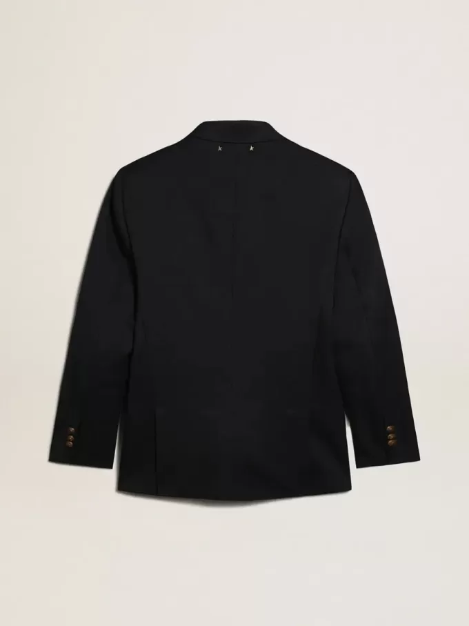 Blazer bărbătesc cu două rânduri de nasturi, de culoare albastru închis Blazer bărbătesc cu două rânduri de nasturi, de culoare albastru închis
