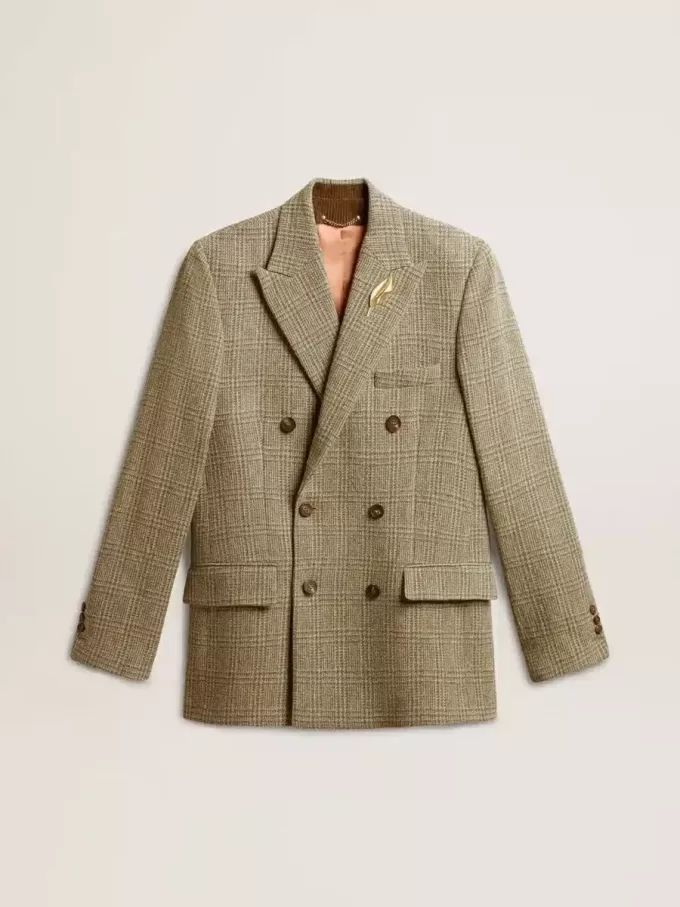 Blazer bărbătesc cu două rânduri de nasturi din lână Shetland Blazer bărbătesc cu două rânduri de nasturi din lână Shetland