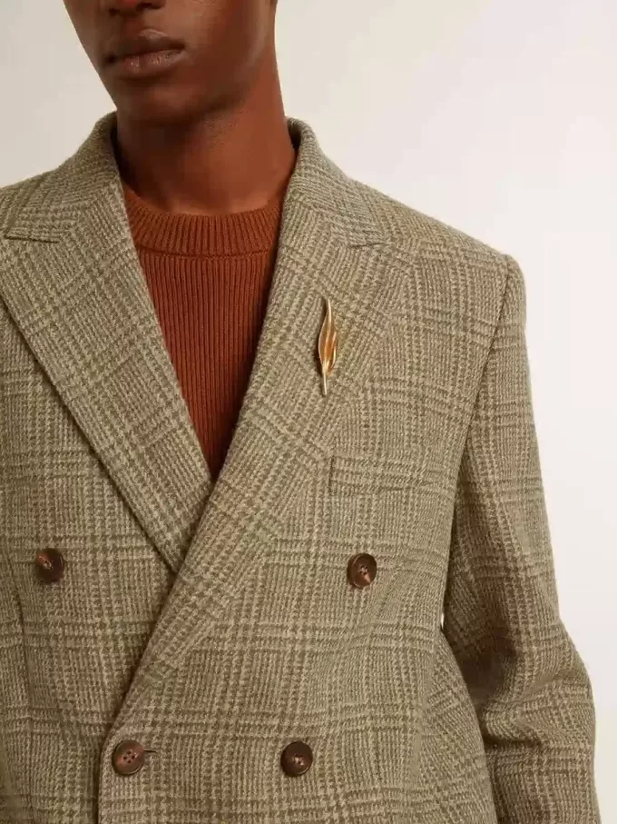 Blazer bărbătesc cu două rânduri de nasturi din lână Shetland Blazer bărbătesc cu două rânduri de nasturi din lână Shetland