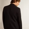 Blazer bărbătesc cu un singur rând de nasturi, din gabardină de lână albastru închis Blazer bărbătesc cu un singur rând de nasturi, din gabardină de lână albastru închis