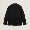 Blazer bărbătesc cu un singur rând de nasturi, din gabardină de lână albastru închis Blazer bărbătesc cu un singur rând de nasturi, din gabardină de lână albastru închis