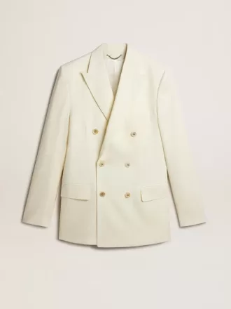 Blazer crem pentru bărbați, cu două rânduri de nasturi