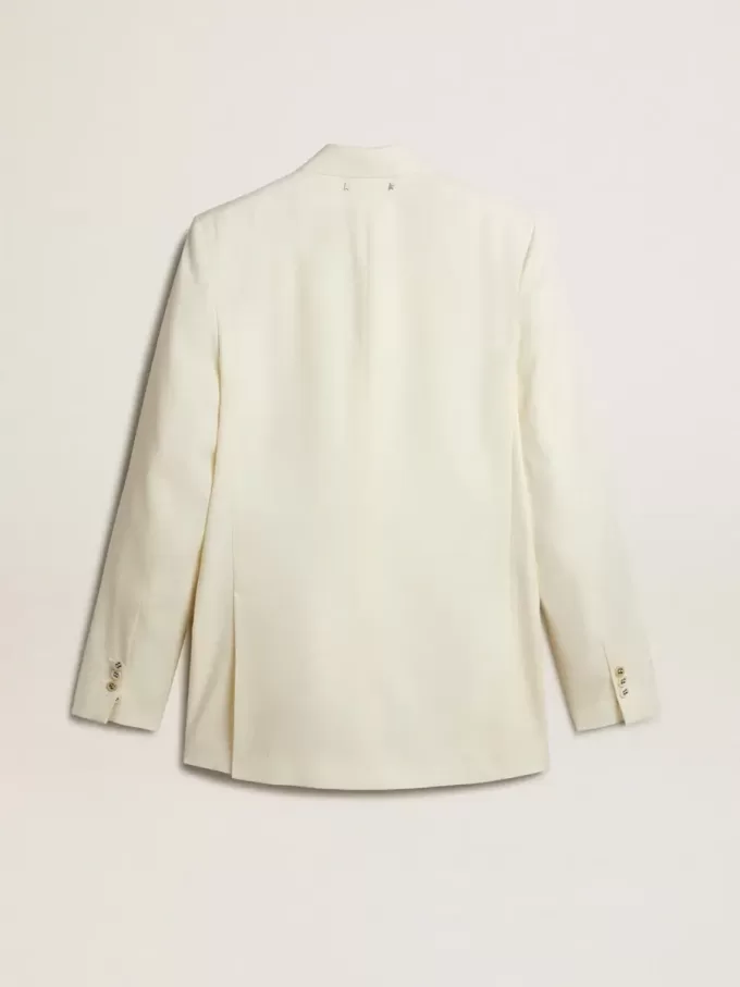 Blazer crem pentru bărbați, cu două rânduri de nasturi Blazer crem pentru bărbați, cu două rânduri de nasturi