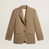 Blazer cu două rânduri de nasturi, culoare gri porumbel, pentru femei Blazer cu două rânduri de nasturi, culoare gri porumbel, pentru femei