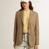 Blazer cu două rânduri de nasturi, culoare gri porumbel, pentru femei Blazer cu două rânduri de nasturi, culoare gri porumbel, pentru femei