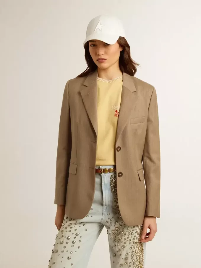 Blazer cu două rânduri de nasturi, culoare gri porumbel, pentru femei Blazer cu două rânduri de nasturi, culoare gri porumbel, pentru femei