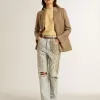 Blazer cu două rânduri de nasturi, culoare gri porumbel, pentru femei Blazer cu două rânduri de nasturi, culoare gri porumbel, pentru femei