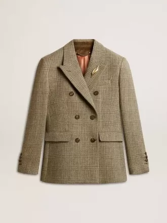 Blazer cu două rânduri de nasturi pentru femei, din lână Shetland