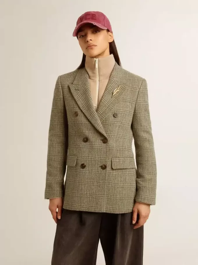 Blazer cu două rânduri de nasturi pentru femei, din lână Shetland Blazer cu două rânduri de nasturi pentru femei, din lână Shetland