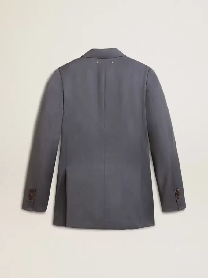 Blazer cu două rânduri de nasturi pentru femei, în culoarea albastru deschis Blazer cu două rânduri de nasturi pentru femei, în culoarea albastru deschis