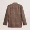 Blazer gri cu un singur rând de nasturi pentru bărbați, din lână cu model houndstooth Blazer gri cu un singur rând de nasturi pentru bărbați, din lână cu model houndstooth