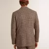Blazer gri cu un singur rând de nasturi pentru bărbați, din lână cu model houndstooth Blazer gri cu un singur rând de nasturi pentru bărbați, din lână cu model houndstooth