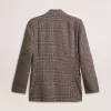 Blazer gri cu un singur rând de nasturi pentru bărbați, din lână cu model houndstooth Blazer gri cu un singur rând de nasturi pentru bărbați, din lână cu model houndstooth