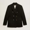 Blazer negru cu două rânduri de nasturi pentru femei Blazer negru cu două rânduri de nasturi pentru femei