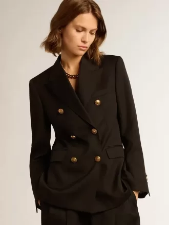 Blazer negru cu două rânduri de nasturi pentru femei