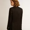 Blazer negru cu două rânduri de nasturi pentru femei Blazer negru cu două rânduri de nasturi pentru femei