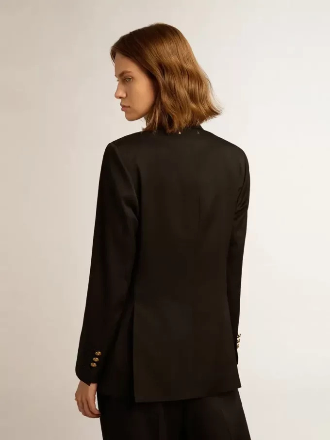 Blazer negru cu două rânduri de nasturi pentru femei Blazer negru cu două rânduri de nasturi pentru femei