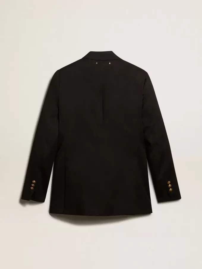 Blazer negru cu două rânduri de nasturi pentru femei Blazer negru cu două rânduri de nasturi pentru femei