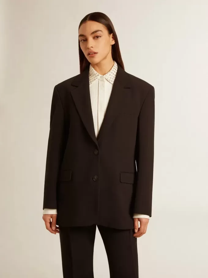 Blazer negru din amestec de lână pentru femei Blazer negru din amestec de lână pentru femei