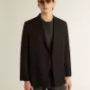 Blazer negru pentru bărbați, cu două rânduri de nasturi Blazer negru pentru bărbați, cu două rânduri de nasturi