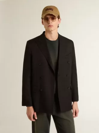 Blazer negru pentru bărbați, cu două rânduri de nasturi