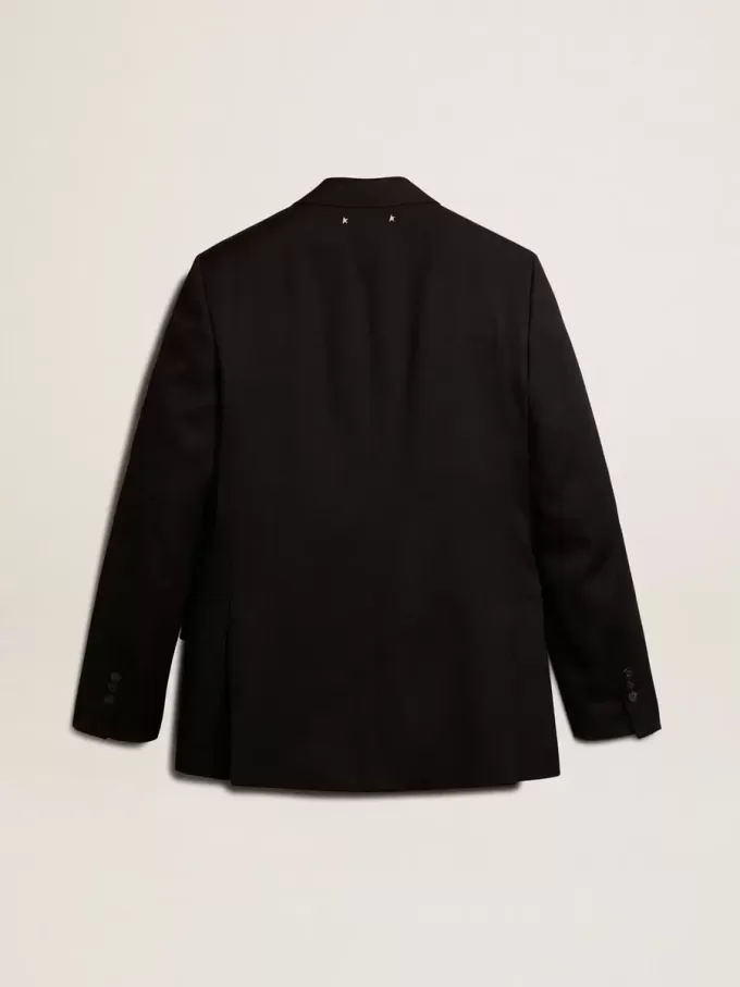 Blazer negru pentru bărbați, cu două rânduri de nasturi Blazer negru pentru bărbați, cu două rânduri de nasturi