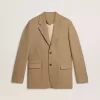 Blazer pentru bărbați, cu un singur rând de nasturi, din amestec de in de culoare nisipiu, cu model chevron. Blazer pentru bărbați, cu un singur rând de nasturi, din amestec de in de culoare nisipiu, cu model chevron.
