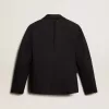 Blazer pentru femei, cu un singur rând de nasturi, din gabardină de lână albastru închis Blazer pentru femei, cu un singur rând de nasturi, din gabardină de lână albastru închis