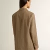 Blazer pentru femei cu un singur rând de nasturi, în culoarea nisipului, cu model în zig-zag Blazer pentru femei cu un singur rând de nasturi, în culoarea nisipului, cu model în zig-zag