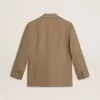 Blazer pentru femei cu un singur rând de nasturi, în culoarea nisipului, cu model în zig-zag Blazer pentru femei cu un singur rând de nasturi, în culoarea nisipului, cu model în zig-zag