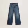 Blugi bootcut pentru fete, cu spălare medie și broderie Blugi bootcut pentru fete, cu spălare medie și broderie
