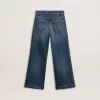 Blugi bootcut pentru fete, cu spălare medie și broderie Blugi bootcut pentru fete, cu spălare medie și broderie