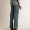 Blugi cropped evazați pentru femei, cu spălare medie Blugi cropped evazați pentru femei, cu spălare medie