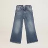 Blugi cu croi larg din denim albastru închis Blugi cu croi larg din denim albastru închis