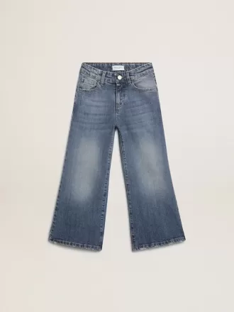 Blugi cu croi larg din denim albastru închis