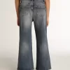 Blugi cu croi larg din denim albastru închis Blugi cu croi larg din denim albastru închis