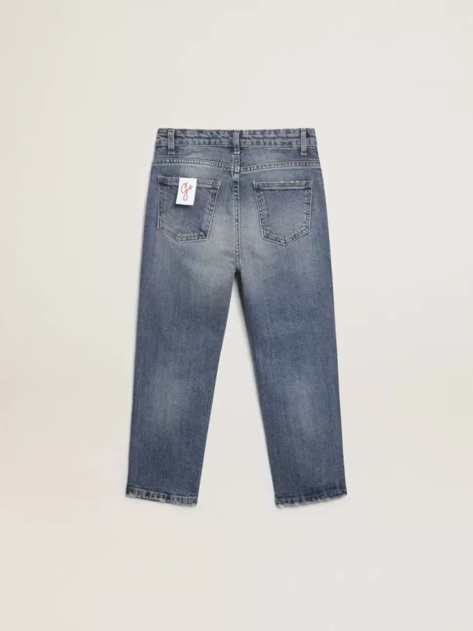 Blugi elastici pentru băieți, din denim albastru