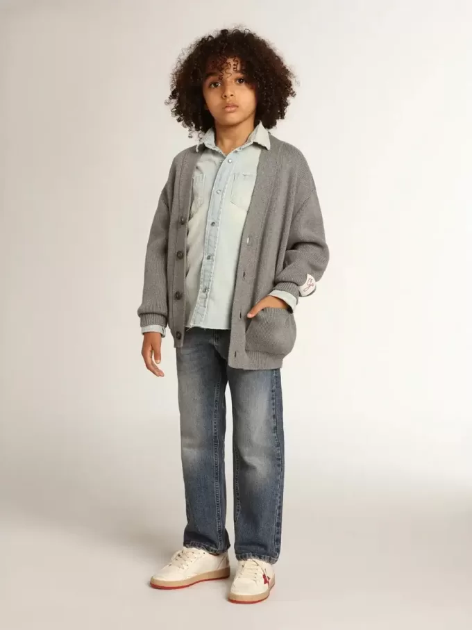 Blugi elastici pentru băieți, din denim albastru