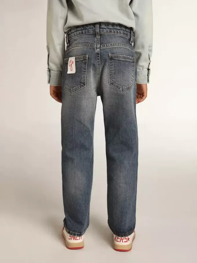 Blugi elastici pentru băieți, din denim albastru