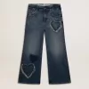Blugi largi pentru fete din denim albastru Blugi largi pentru fete din denim albastru