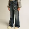 Blugi largi pentru fete din denim albastru Blugi largi pentru fete din denim albastru