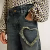 Blugi largi pentru fete din denim albastru Blugi largi pentru fete din denim albastru